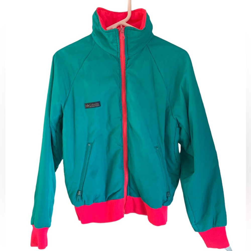 Vintage Columbia Retro Colorful Teal Pink Y2K Ski Jacket Women’s Size Large